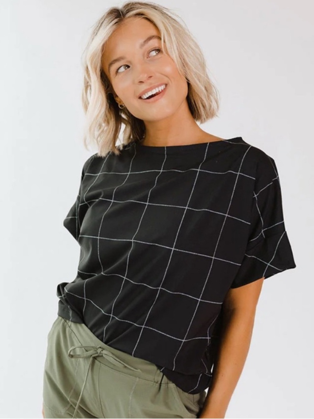 Albion Boss Tee in Black Windowpane Size Medium
